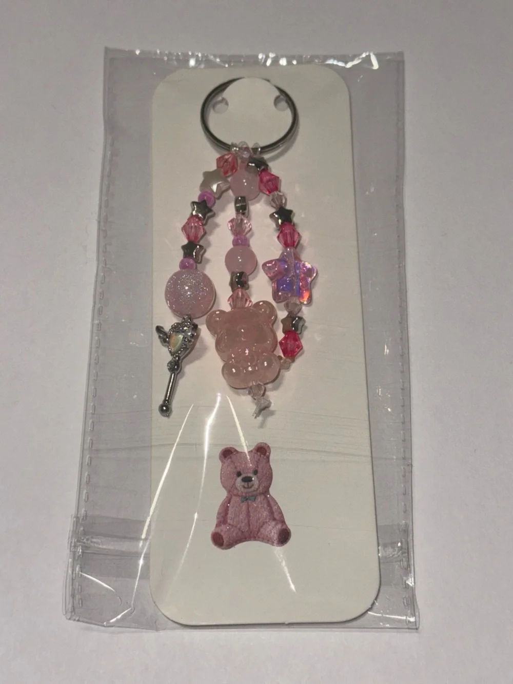 Pink Beaded Keychain